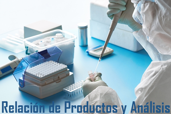 Relación productos y análisis de lácteos